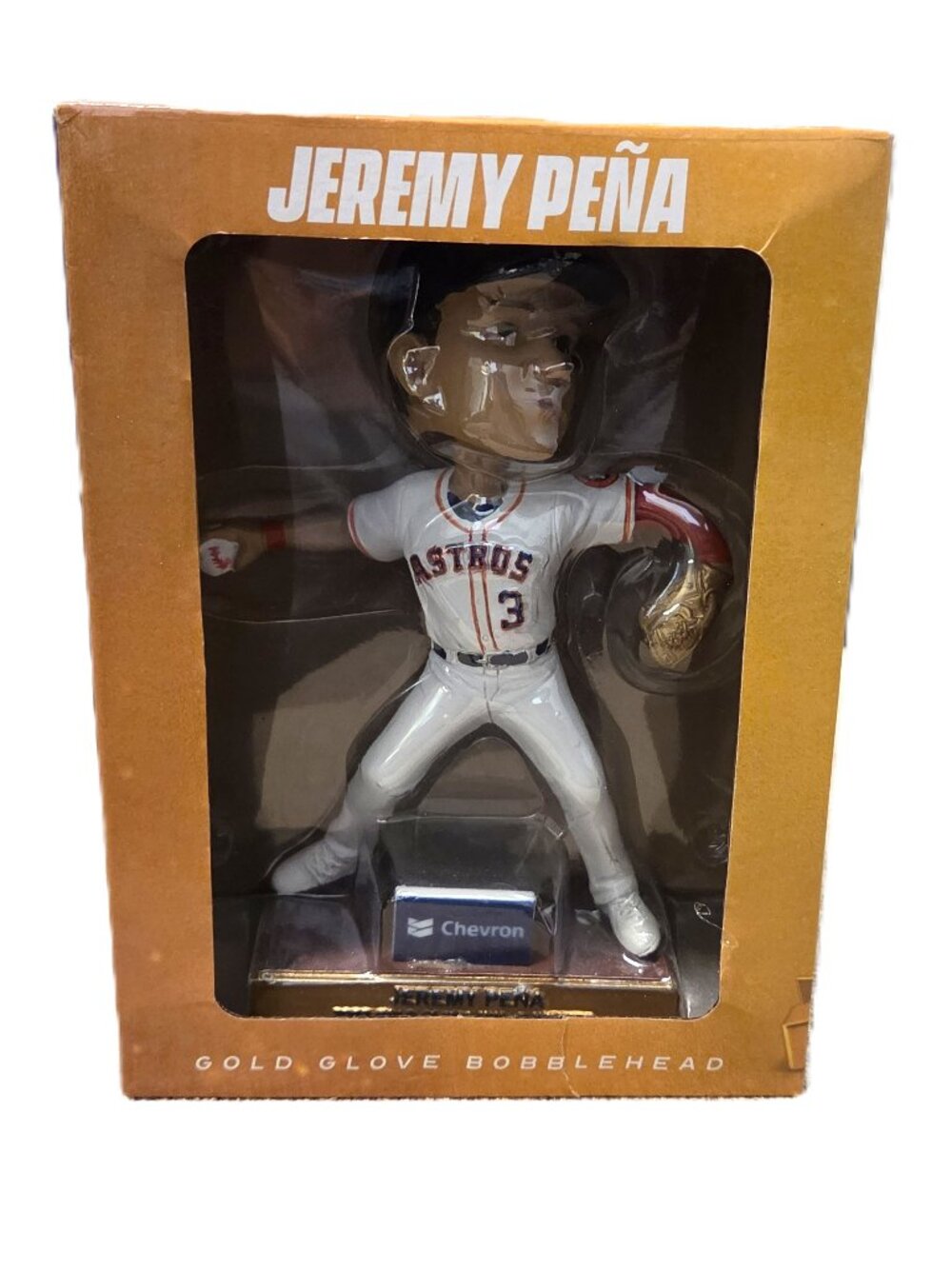 NIB Houston Astros Jeremy Pena Bobblehead Gold Glove Chevron SGA MLB Memorabilia